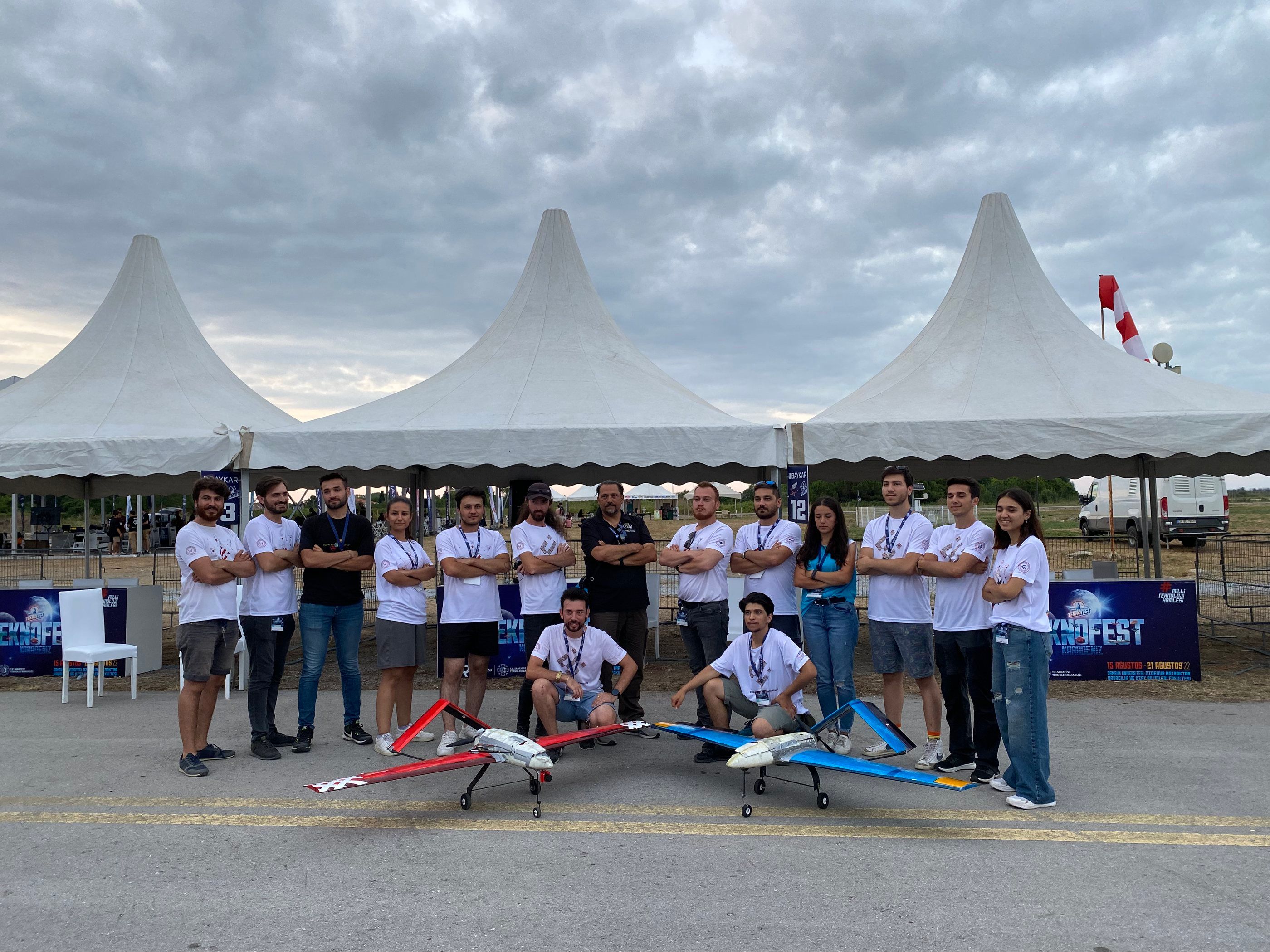 Anatolia Aero Design team with two aircraft at TEKNOFEST 2022